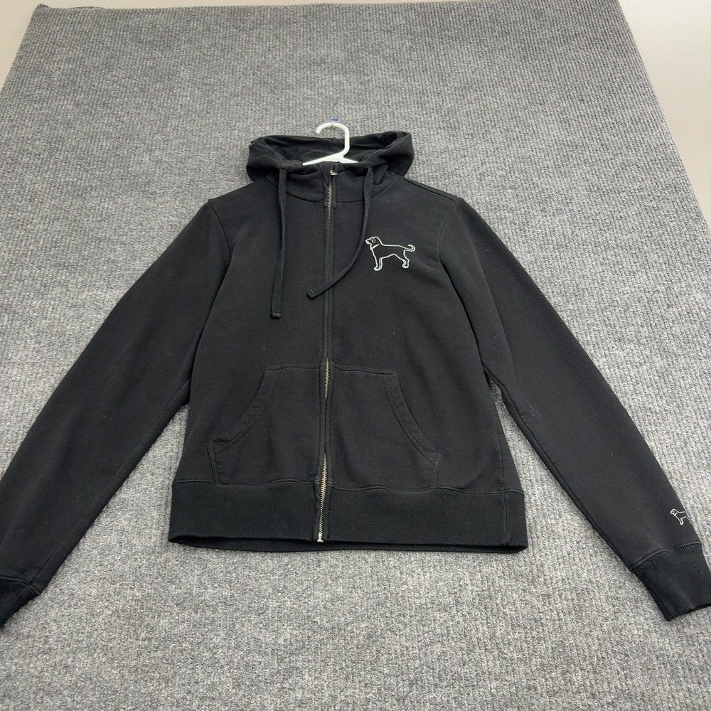 The Black Dog Hoodie Womens S Cotton Blend Full Zip Graphic Logo Casual